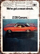 1969 Chevy Chevrolet Camaro Z28 Man Cave Garage Metal Sign Repro 9x12