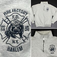 FDNY Rare Engine 58 Ladder 26 Fire Factory Harlem NYC Zip Mock Neck Sweater L picture