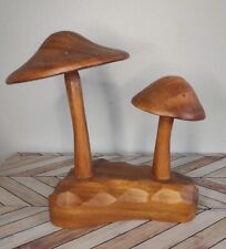 Vintage 1960's  Leilani Monkey Pod Wood Mushroom Sculpture Appetizer Server  picture
