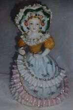 Vintage Urion Occupied Japan Lady Figurine Handpainted Ruffled Ball Gown picture