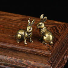 1 Pair Brass Rabbit Statue Ornaments Bunnies Decorative House Animal Statues* picture