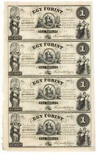 Egy Forint - 1/1/1/1 - Hungary - 1840's circa Uncut Obsolete Sheet - Broken Bank picture