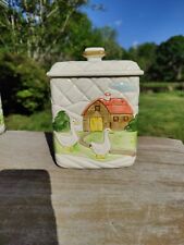 OTAGIRI 1982 Quilted Country Farm Scene Canister Lid 7.25