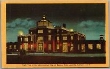 1940s LOUISVILLE, Kentucky Postcard BOWMAN FIELD Airport Night View Dexter Linen picture