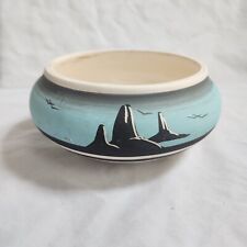 Navajo Native American Pottery Bowl Planter Feather Mountain Signed VTG AS IS picture
