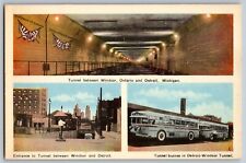 Detroit, Michigan MI - Tunnel Between Windsor and Detroit - Vintage Postcard picture