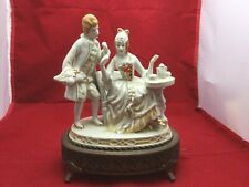 Antique 1920s Beck Music Box Melodie Charm wiht Porcelain Figurines picture