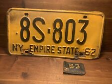 Vintage 1962 NY EMPIRE STATE License Plate 8S- 803 W/ 63 Tag picture