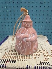 Vintage Terra Cotta Witch Bell, Handcrafted, Twisted Cord Hanger, 6.5