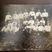 Antique Cabinet Card Photograph Outdoor Men Beer Accordion Fiddle St Louis MO picture
