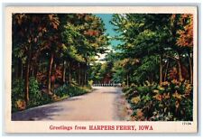 Harpers Ferry Iowa Postcard Greetings Street Exterior View c1952 Vintage Antique picture