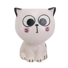 White Ceramic Cartoon Cat Ornament Crafts Long Grass Head Doll Plant Potted Plan picture