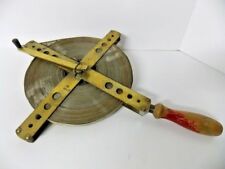 Antique Crank Brass Frame Metal Tape Measure Wood Handle 60 M Unmarked Pre-owned picture