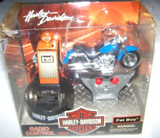 Harley Davidson R/C 2003 Fat Boy Blue Motorcycle Bike Radio Control Toy picture