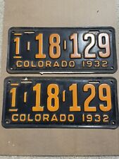 RARE 1932 Colorado License plates matching Original Paint MAKE AN OFFER picture