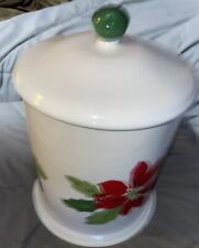 Martha Stewart Christmas Poinsettia Cookie Jar Canister 2003 Small Chip Inside picture