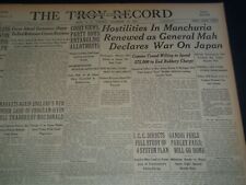 1931 NOVEMBER 10 TROY MORNING RECORD - HOSTILITIES IN MANCHURIA RENEWED- NT 7485 picture