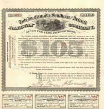 Toledo, Canada, Southern and Detroit Railway Co. - $105 Bond - Railroad Bonds picture