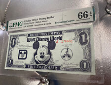 1972 A- DISNEY DOLLAR - RECREATION COUPON - CERTIFIED PMG 66 GEM UNCIRCULATED picture