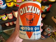 VINTAGE~ RARE FULL NOS~ MID-1900'S OILZUM METAL MOTOR OIL 1-QUART CAN NICE CAN picture