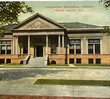 Antique Litho Postcard Souvenir Fairbanks Memorial Library Terre Haute Indiana picture