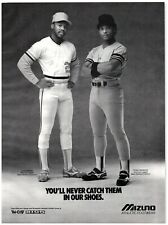 1987 Mizuno Footwear Print Ad Rickey Henderson Vince Coleman Base Stealing Shoes picture