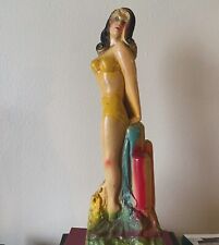 Vintage Pinup Carnival Chalkware Statue Miss America 15” Bikini  picture