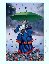 Darlene SIGNED AD&D TSR D&D RPG Fantasy Art Print Wizard Gaming in the Rain Dice picture