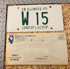 1965 Illinois TRAILER License Plate ALPCA Garage W15 Low Number With Envelope picture
