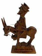 Vintage Beautiful 11 Inch Hand Carved Man Riding A Donkey picture