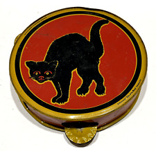KIRCHHOF Life of The Party Vintage Halloween Tin Tambourine Black Cat {Pre-1960} picture