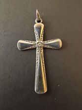 Beautiful Forget Me Not Cross from the Retro Era, Solid Sterling Silver, VTG WOW picture