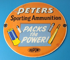 Vintage Peters Ammunition Sign - Firearm Rifles Shotguns Gas Pump Porcelain Sign picture