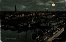 Postcard Night Panorama of Bremerhaven Germany-Posted 1909 picture