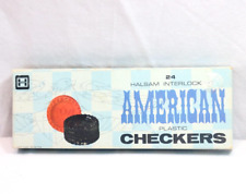 Halsam Interlocking American Plastic Checkers 24 In Box 614/24 Excellent Vintage picture
