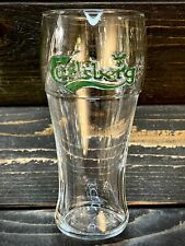 Carlsberg Beer Glass Vintage Pint Embossed Logo in Raised Green Letters 7” Tall picture