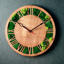 Timeless Elegance: Rustic Wood Clock with Norwegian Yagel Moss - 50cm picture