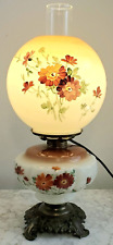 Antique Oil Lamp Conversion Gone with the Wind Scoville MFG Co Red Gerbera Daisy picture