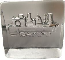 Goebel Train Locomotive Paperweight Clear Glass Block Carved Or Stamped In Back picture