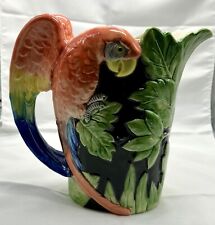 Vintage 1986 Fitz & Floyd Macaw Parrot Pitcher Hand Painted Ceramic Vibrant picture