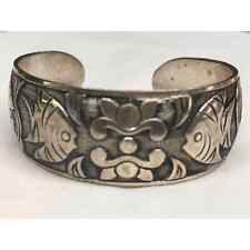 Vintage Beautiful Chinese Silver Angelfish Cuff Bracelet With Hallmarks  picture