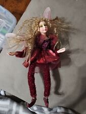 Maroon Sparkle Fairy Porcelain Ceramic Figurine , Cloth Skirt, Wild Hair picture