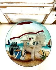 Gorgeous Hand Crafted Extra Large Nautical/Beach Fused Glass Bowl/Large Artisan picture