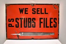 Vintage P S Stubs Files Sign Board Porcelain Enamel Advertising England Collect picture