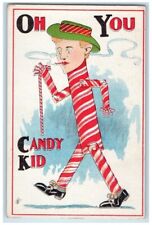 Cute~Candy Cane Man~Oh You~Candy Kid~ Anthropomorphic Greeting Postcard~g593 picture