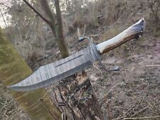Custom Handmade Antler Bowie Knife, Stag Bowie, Hunting Bowie Knife With Sheath. picture
