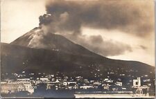 RPPC Mount Vesuvius Eruption Smoke Cinder Italy 1906 City Panorama Postcard UNP picture