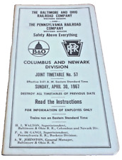 1967 BALTIMORE & OHIO B&O PRR COLUMBUS NEWARK DIVISION EMPLOYEE TIMETABLE #57 picture