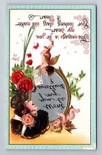 ARTIST SIGNED -DWIG -VALENTINES MIRROR-ANTIQUE VINTAGE POST CARD picture