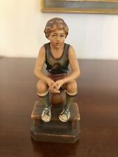 Wood Carved Vtg? Basketball Boy Player  Figurine Statue 5” March Madness Nick picture